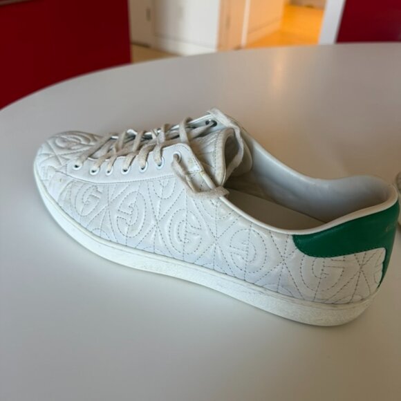 Gucci Ace Quilted GG Leather Sneakers, Size 13, White - Picture 4 of 6